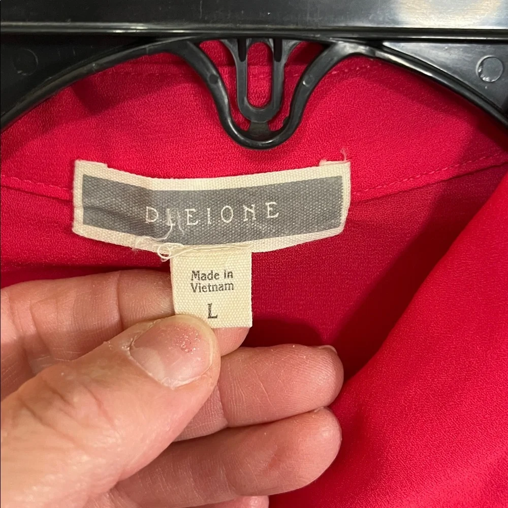 PLEIONE Vibrant Red Button-Up Blouse | 1 chest pocket and Roll cuff Sleeves Lg - Picture 2 of 5